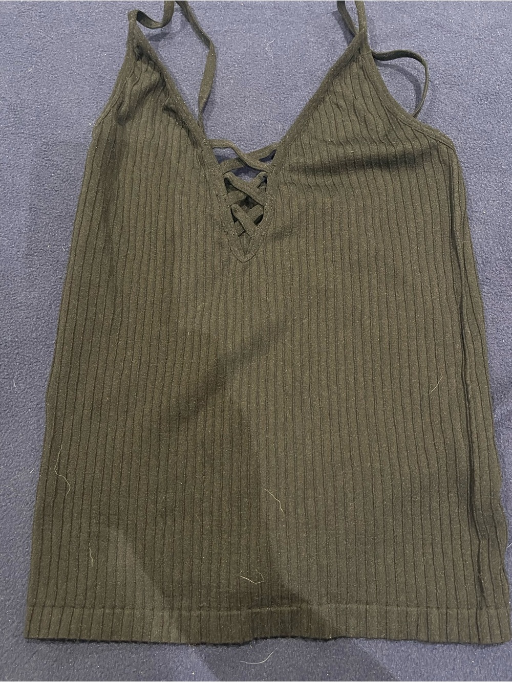 Express black Ribbed Lace-Up Cami